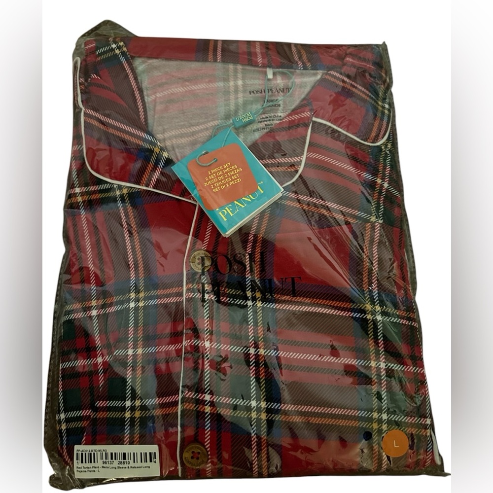Classic Red Tartan Plaid Men’s 2 Piece Pajama Set